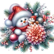 Схема вышивки «новогодний снеговик»