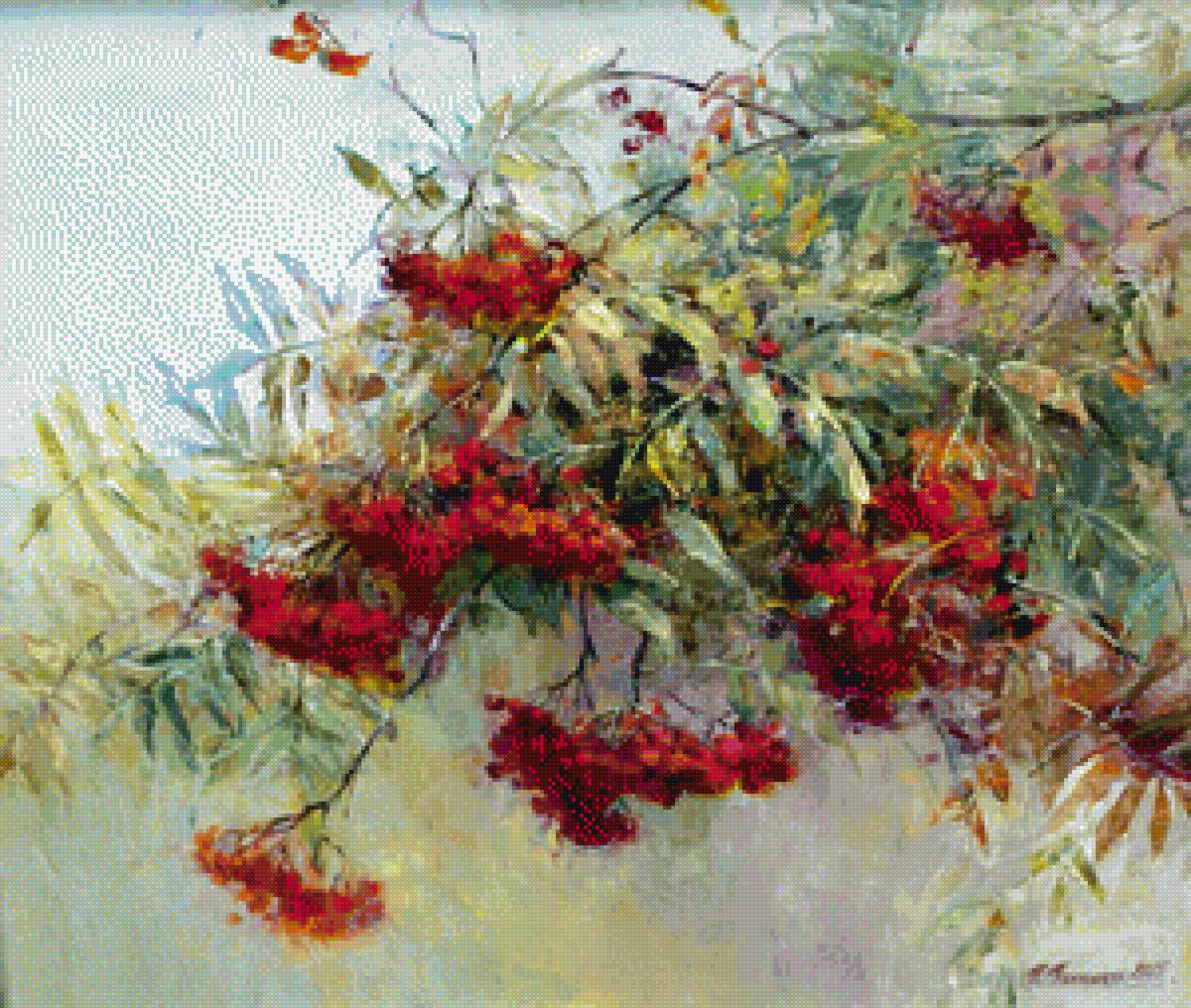 рябина - акварель, рябина - предпросмотр