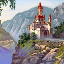 Схема вышивки «замок вдалеке в горах»
