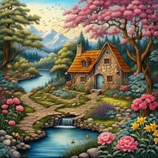 Схема вышивки «пейзаж»