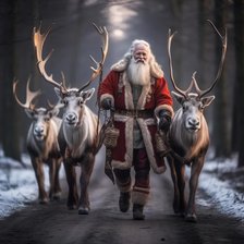 Схема вышивки «Santa with reindeer»