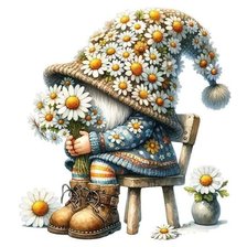 Схема вышивки «Цветочный гном с ромашками»