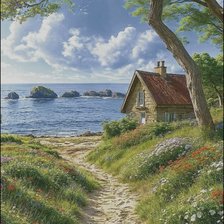 Схема вышивки «Дом у моря»