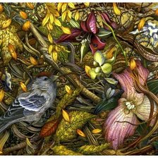 Схема вышивки «Природа лес птицы»