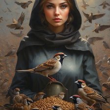 Схема вышивки «Воробьи»