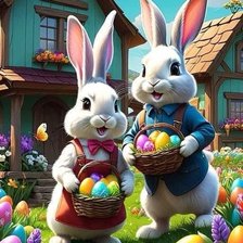 Схема вышивки «пасхальные зайцы»