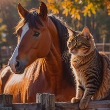 Схема вышивки «Лошадь и кошка»