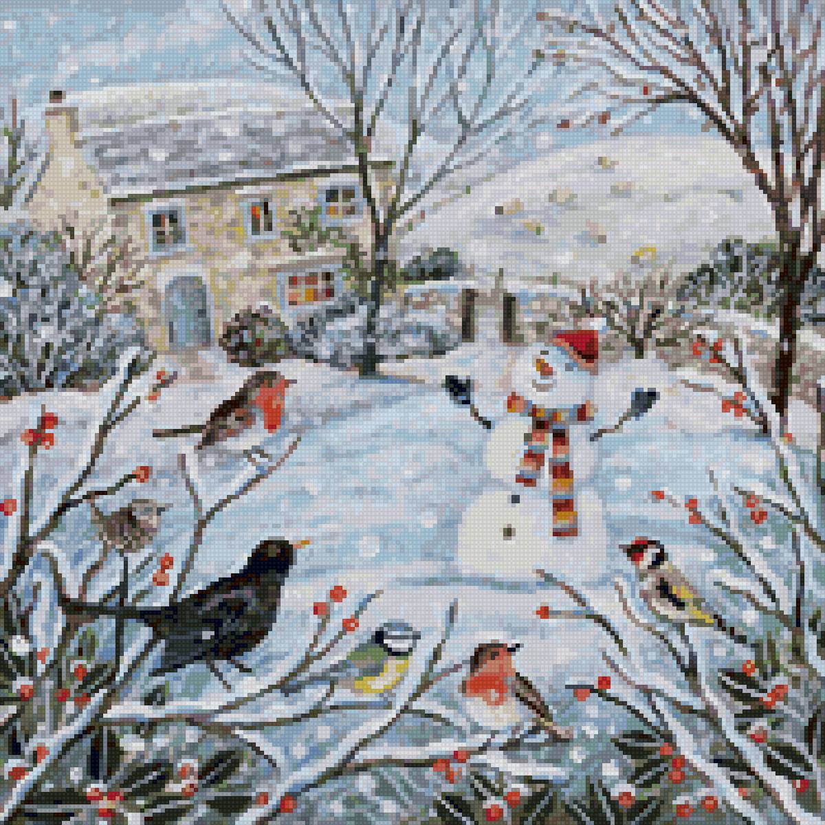 Люси гроссмит - зима птицы снеговик - предпросмотр