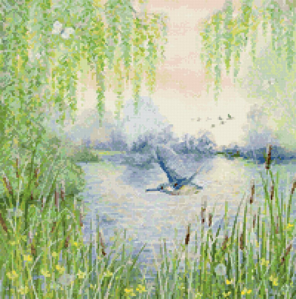 Люси гроссмит - река лето птицы природа пейзаж - предпросмотр