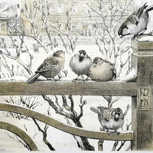 Схема вышивки «воробьи»