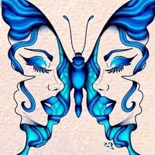 Схема вышивки «бабочка синяя»