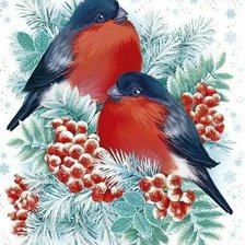 Схема вышивки «Снегири»