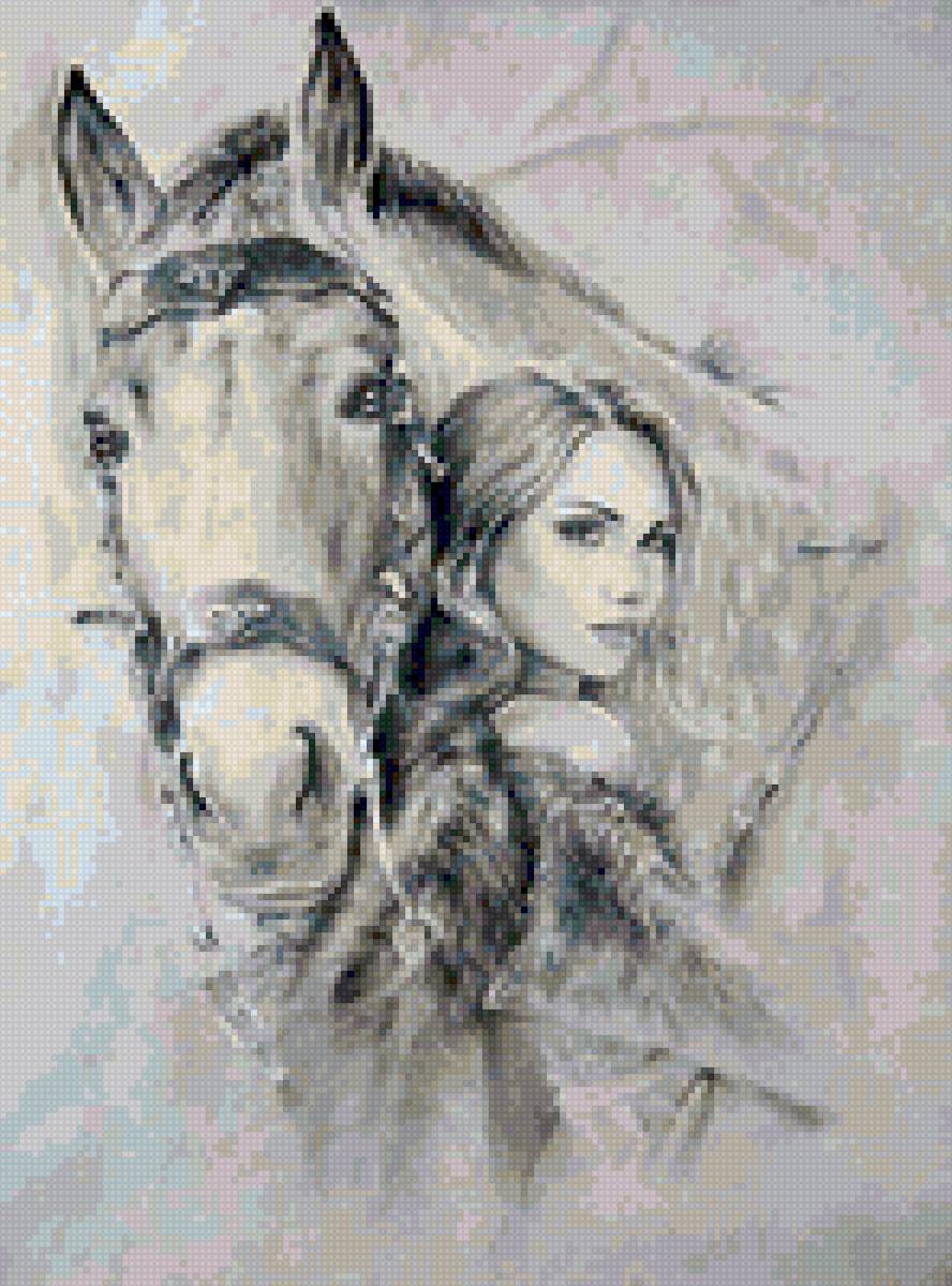 лошадь и девушка - девушка и лошпдь - предпросмотр