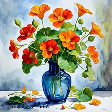 Схема вышивки «Настурция в вазе»