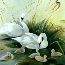 Схема вышивки «Лебединая семья»