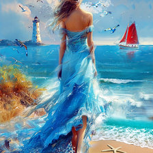 Схема вышивки «Морской бриз Девушка»