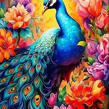 Павлин в цветах 120_160 120 цветов