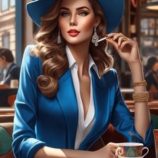 Схема вышивки «Дама в синем»