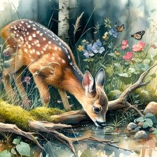 Схема вышивки «Оленёнок у ручья»