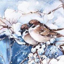 Схема вышивки «Воробьи»