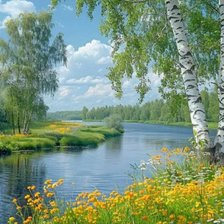 Схема вышивки «Лес,озеро,небо,трава»