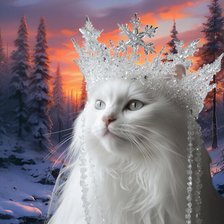 Схема вышивки «Белая кошечка в лесу»