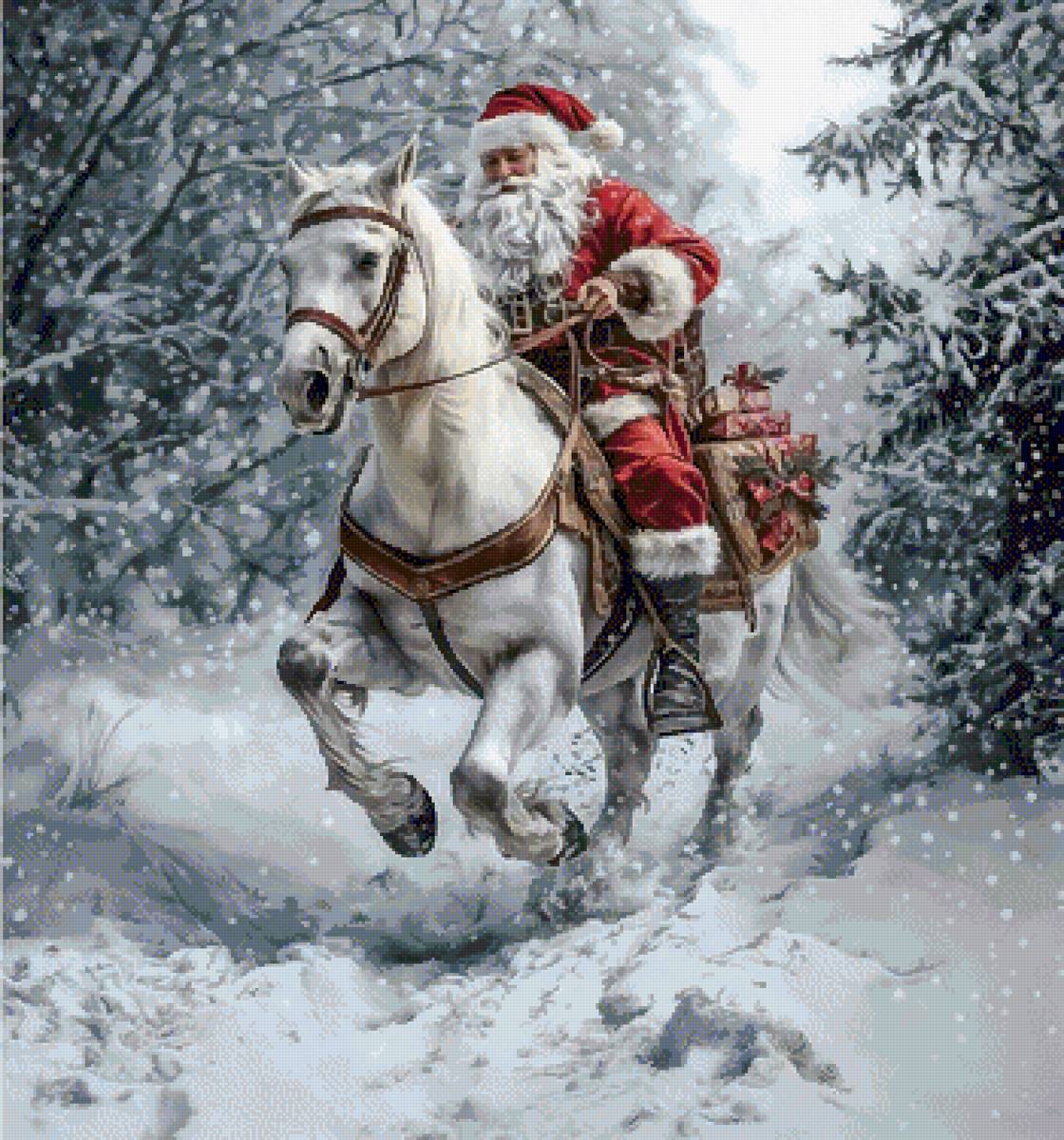 Santa on a horse - предпросмотр