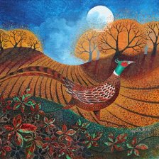 Схема вышивки «Природа пейзаж лес поле птицы»