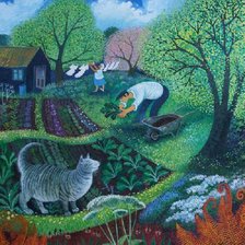 Схема вышивки «Лето дача природа кошка»