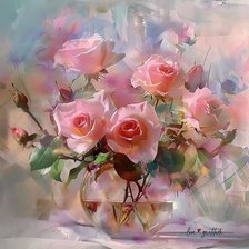 Схема вышивки «Букет роз в вазе»