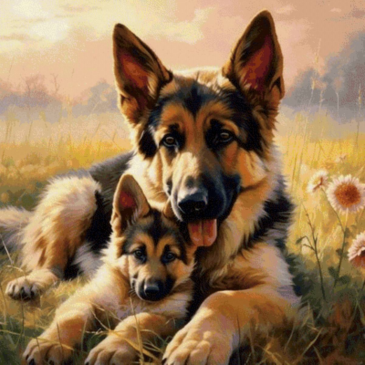 Овчарка с щенком - фотографии - предпросмотр