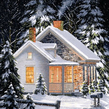 Схема вышивки «Дом, зима»