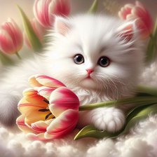 Схема вышивки «Кот и тюльпан»