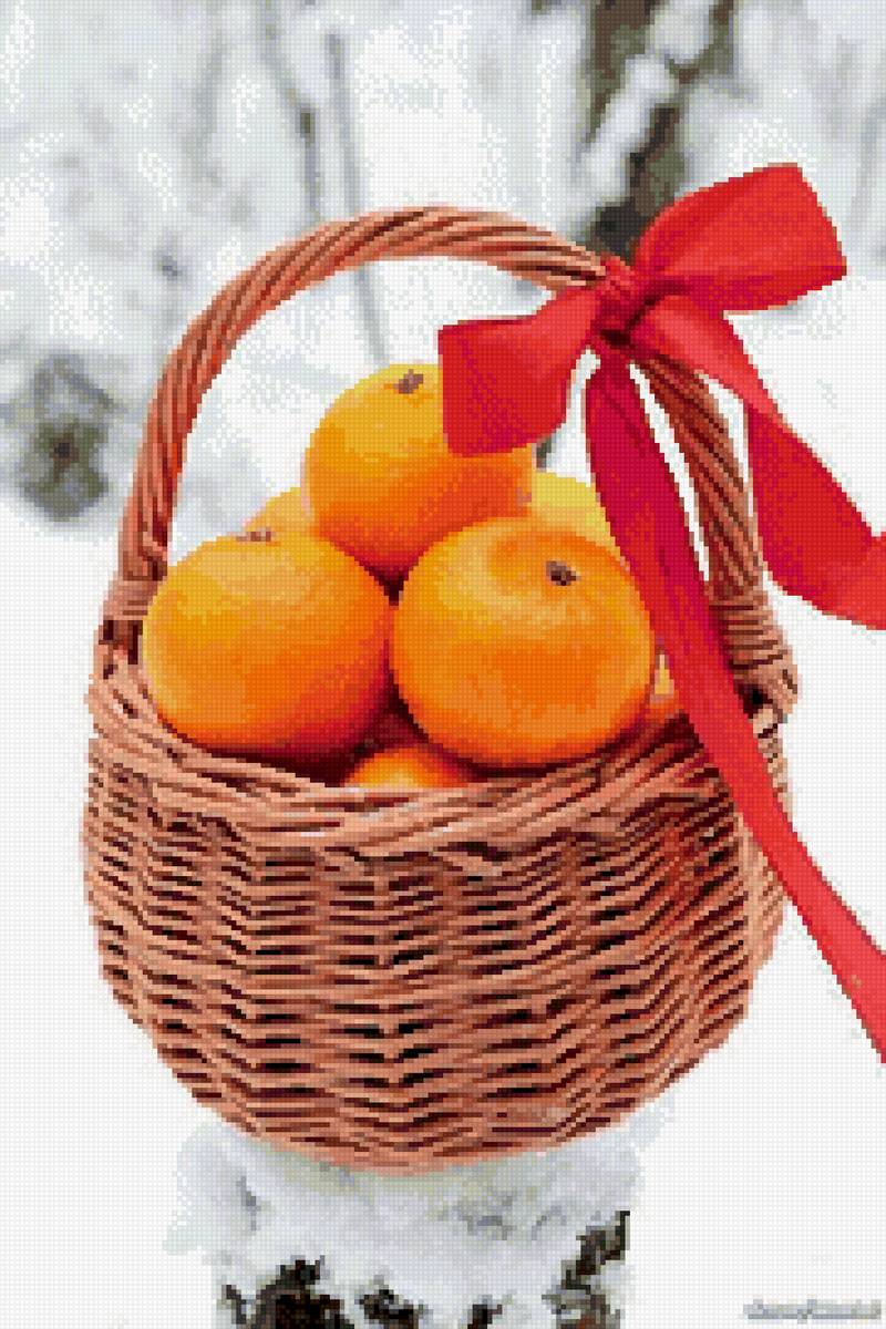 Мандарины в корзине - фрукты, новый год - предпросмотр