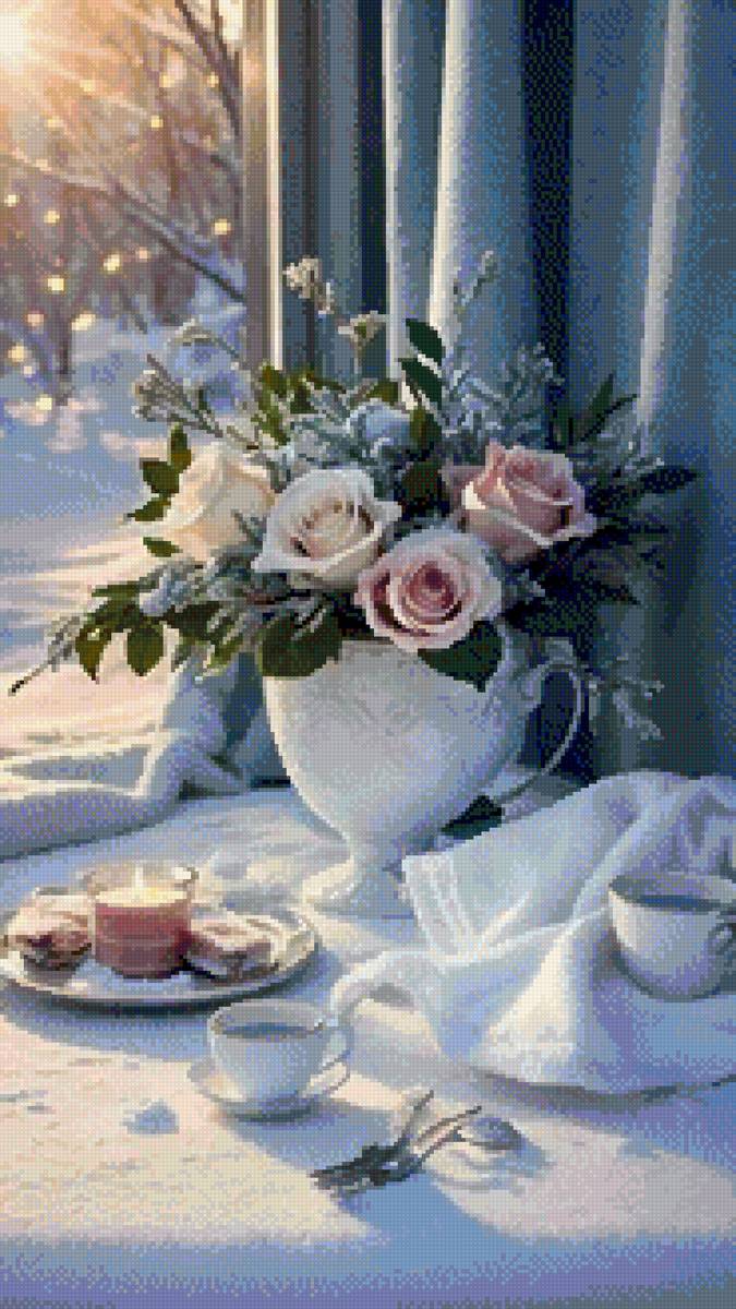 Натюрморт - зима, натюрморт, цветы - предпросмотр