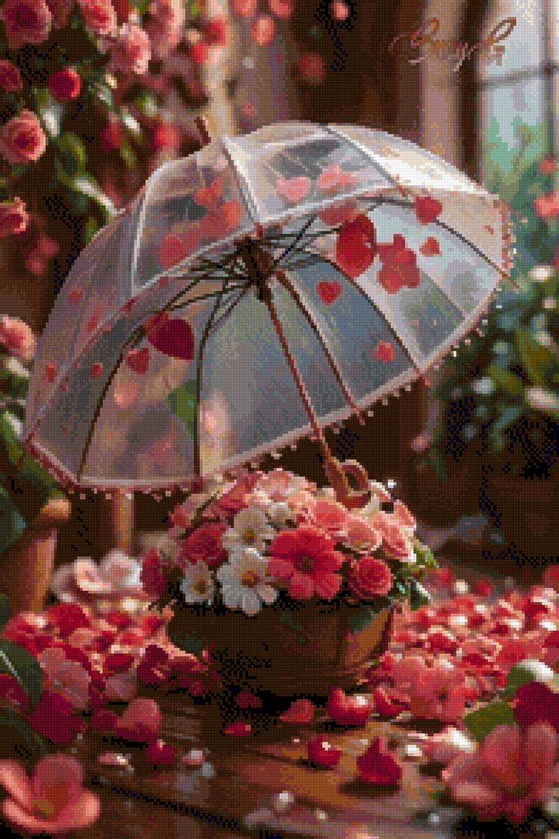 Цветы и лепестки - зонтик, цветы - предпросмотр