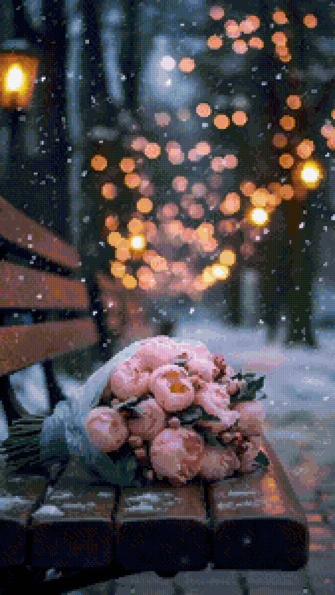 Розы зимой - розы, цветы, новый год - предпросмотр