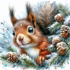 Схема вышивки «Зимняя белочка»