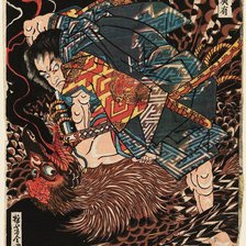 Схема вышивки «Хироари убивает чудовищного тэнгу»