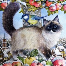 Схема вышивки «Зимний кот»