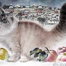 Схема вышивки «Яблочный кот»