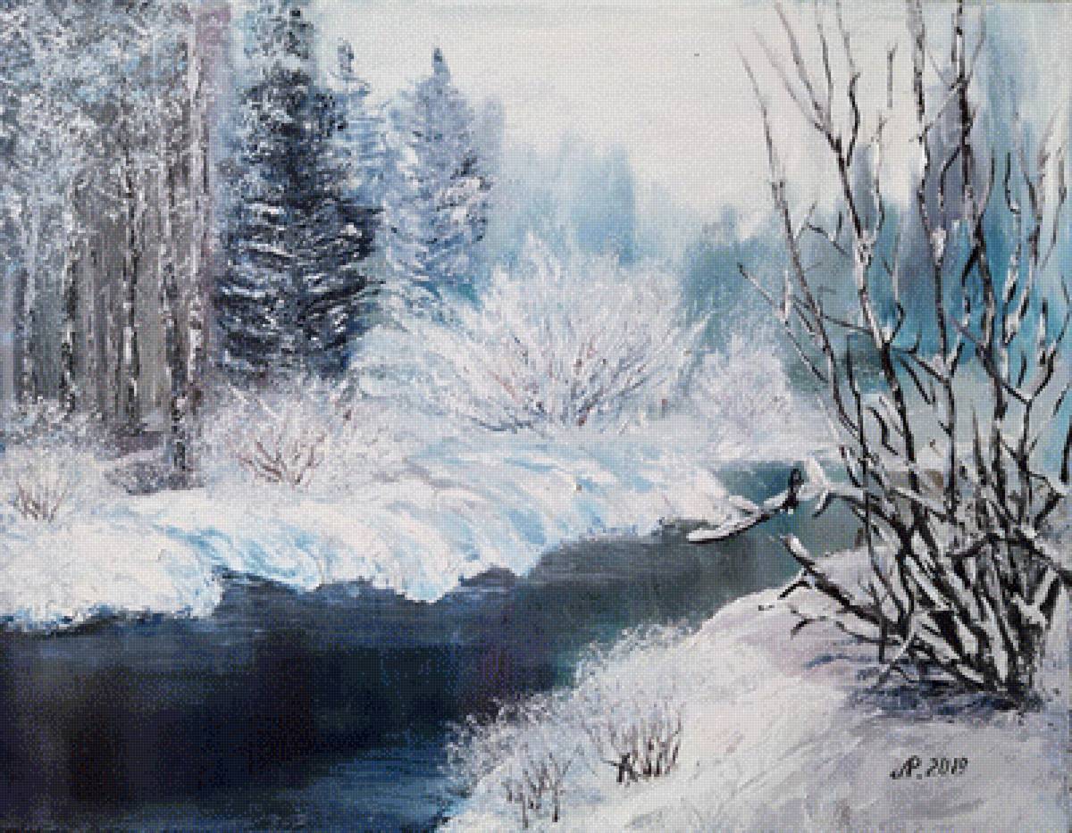 Зима в лесу. Людмила Рябкова - русские художники - предпросмотр