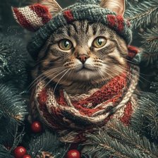 Схема вышивки «Рождественский котик»