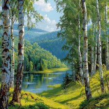 Схема вышивки «Берёзовая роща»