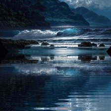 Схема вышивки «луна и море»