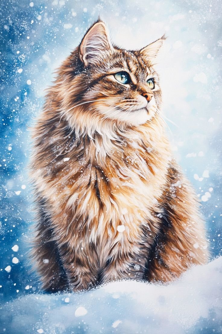 Снег-снежок - кот, домашние животные, снег, зима - оригинал
