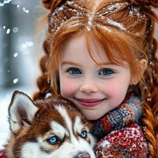 Схема вышивки «Девочка и Хаски»