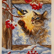 Схема вышивки «котик в окне»