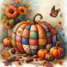 Схема вышивки «Patchwork pumpkin»