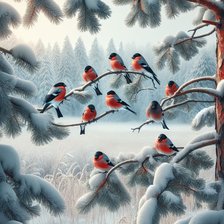 Схема вышивки «Снегири»